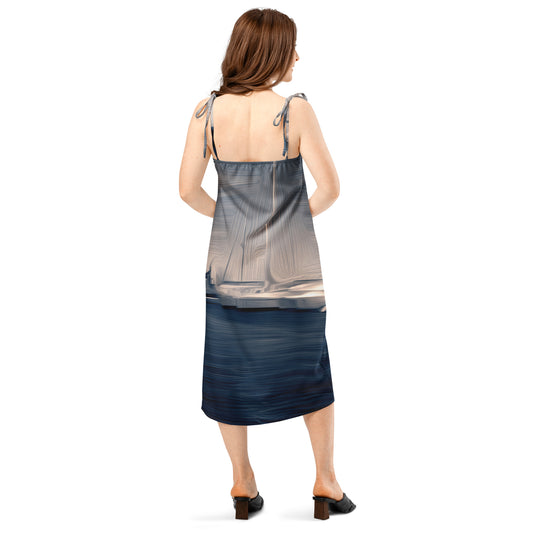 The Sleeping Yachts (at Sunrise) - Womens Tie - Strap Chiffon Slip Dress - iSAW Company