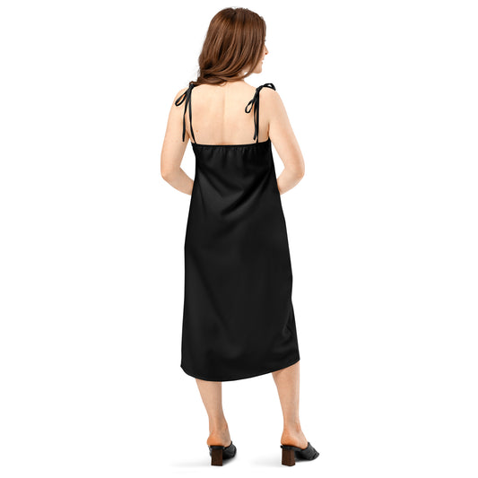 iSAW Womens Black Tie - Strap Chiffon Slip Dress - iSAW Company