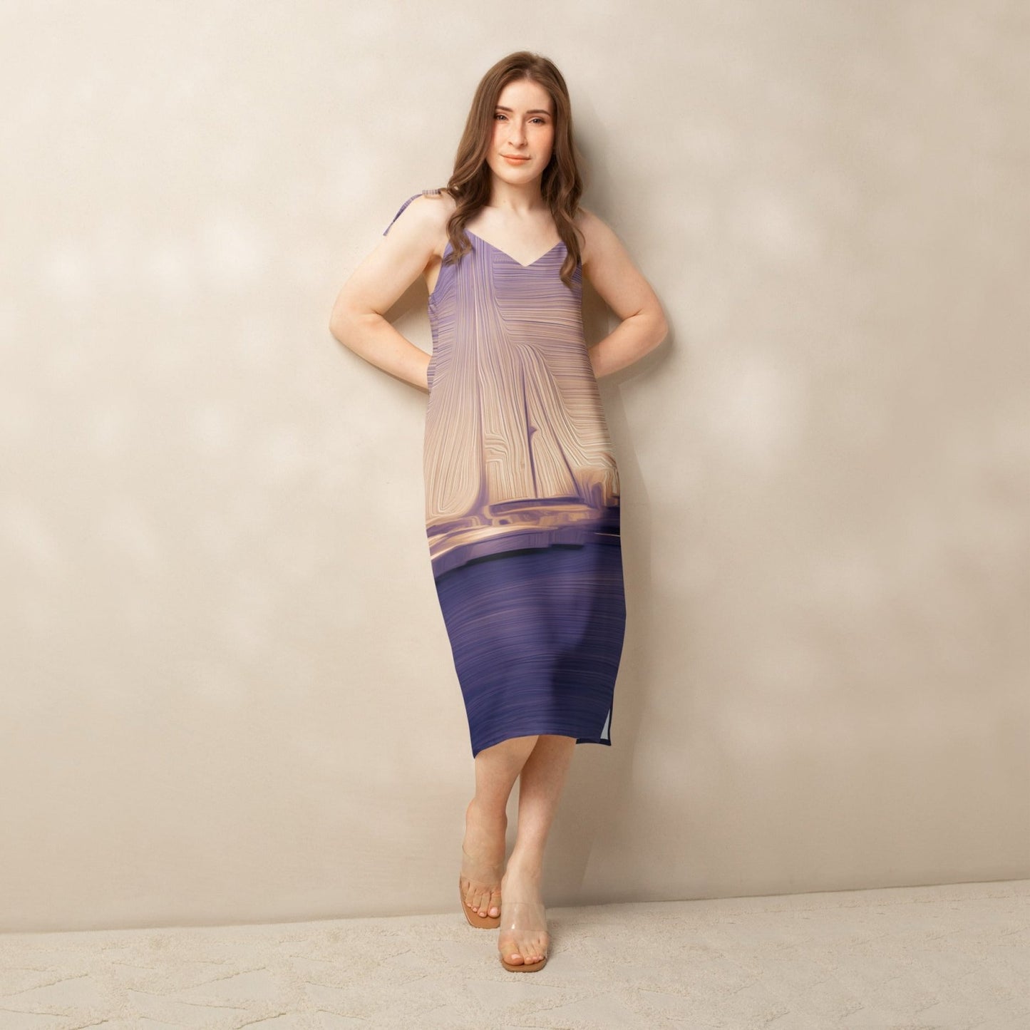 The Sleeping Yachts (at Sunset) - Womens Chiffon Slip Dress - iSAW Company