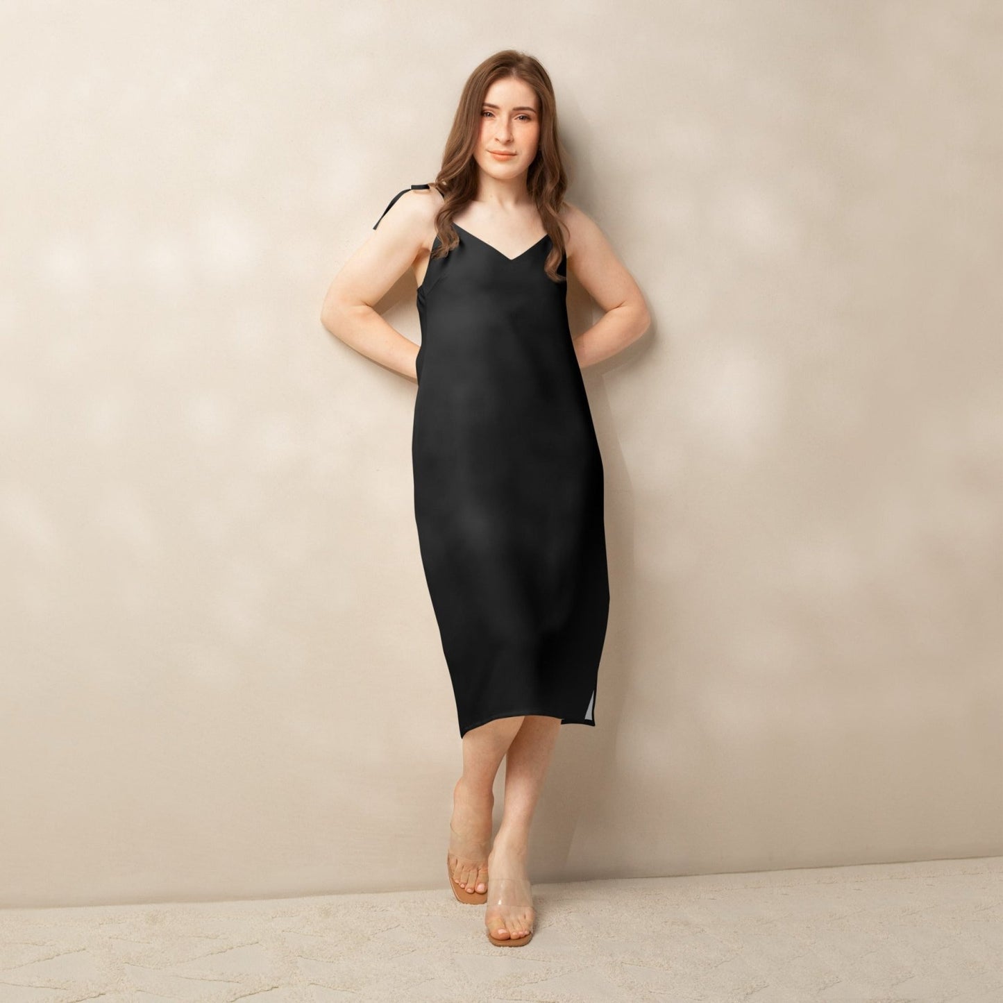 iSAW Womens Black Chiffon Slip Dress - iSAW Company