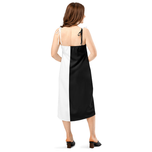 Half Black Half White - Womens Tie - Strap Chiffon Slip Dress - iSAW Company