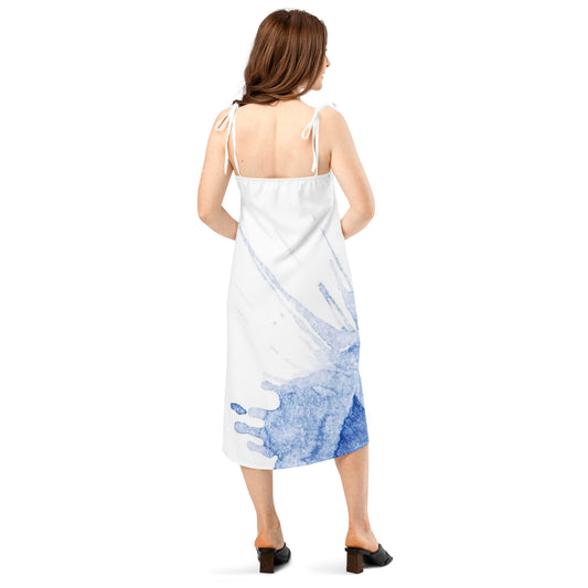 Watercolour Blue Splash - Womens Tie - Strap Chiffon Slip Dress - iSAW Company