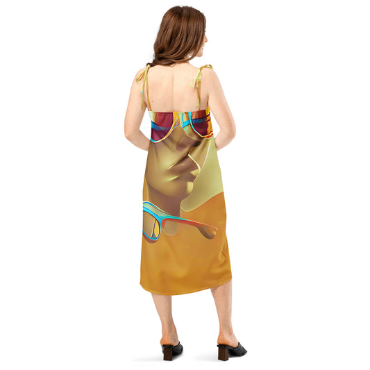 Retro Cool Orange - Womens Tie - Strap Chiffon Slip Dress - iSAW Company