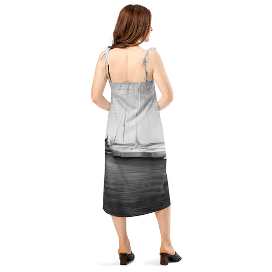 The Sleeping Yachts (at Night) - Womens Tie - Strap Chiffon Slip Dress - iSAW Company