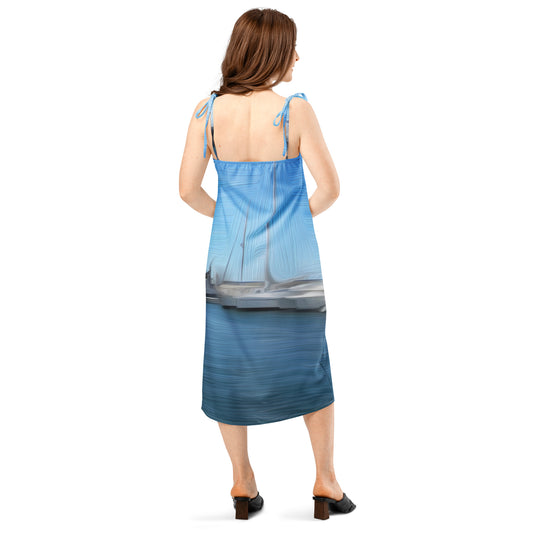 The Sleeping Yachts (at Morning) - Womens Tie - Strap Chiffon Slip Dress - iSAW Company