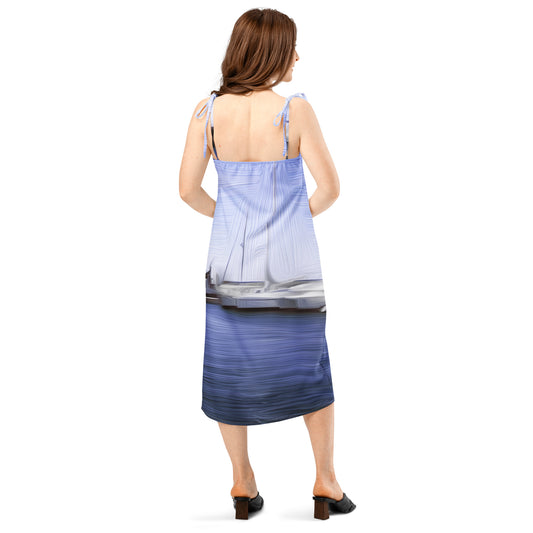 The Sleeping Yachts (at Afternoon) - Womens Tie - Strap Chiffon Slip Dress - iSAW Company
