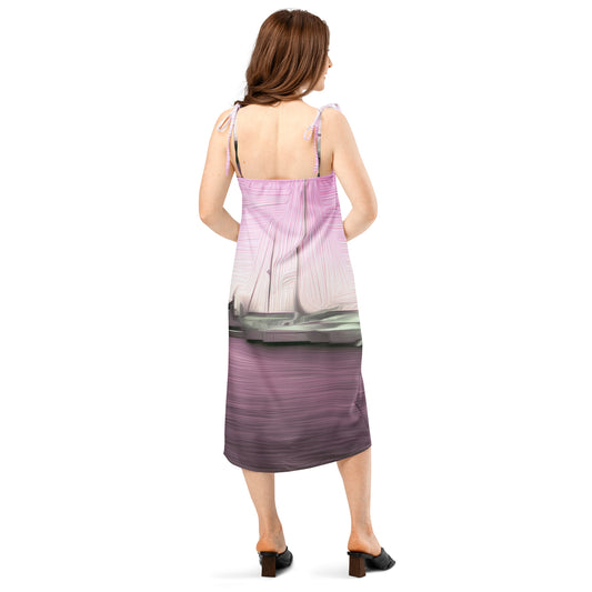 The Sleeping Yachts (at Evening) - Womens Tie - Strap Chiffon Slip Dress - iSAW Company