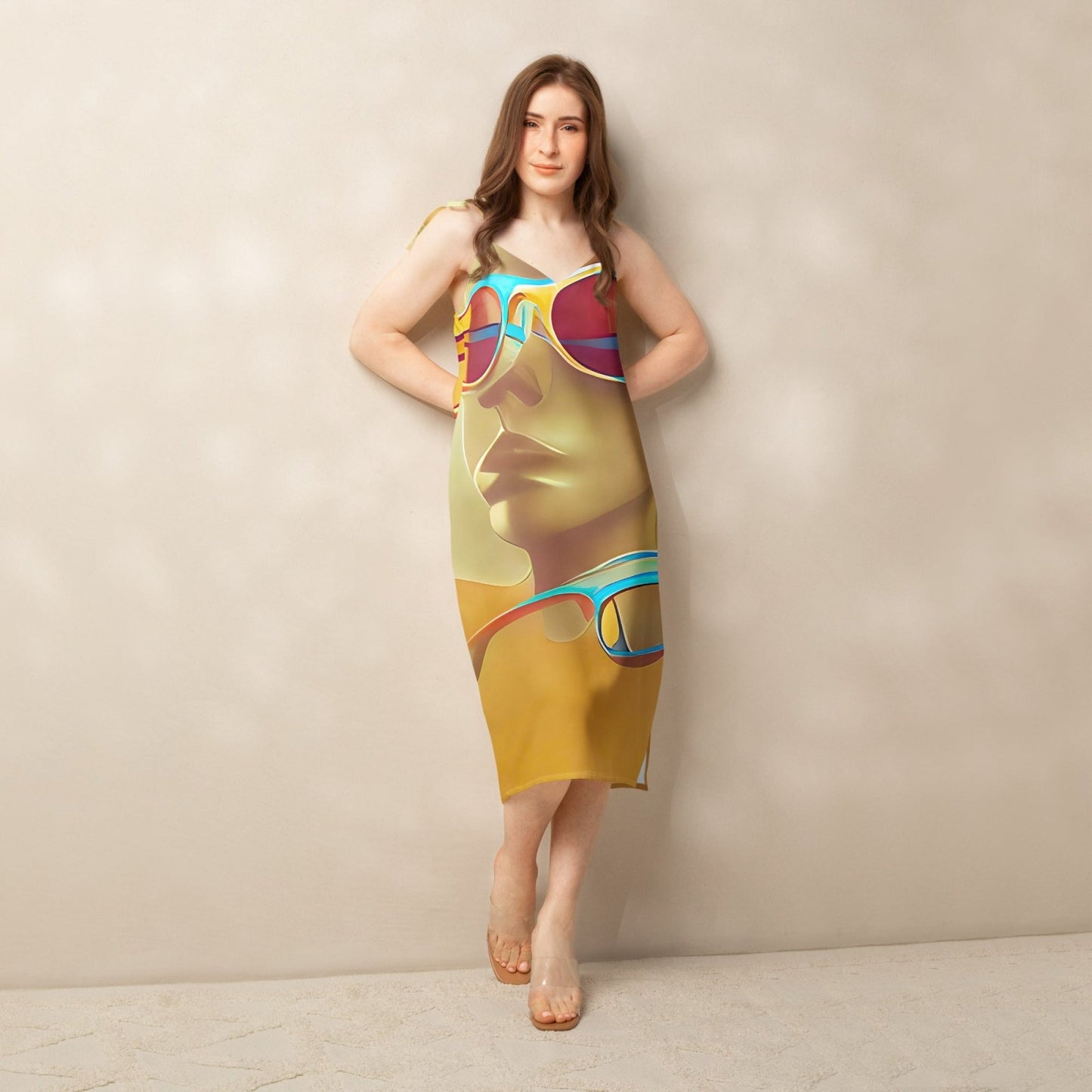 Retro Cool Orange - Womens Chiffon Slip Dress - iSAW Company