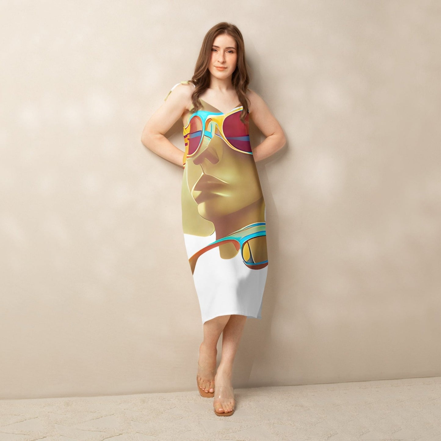 Retro Cool White - Womens Chiffon Slip Dress - iSAW Company