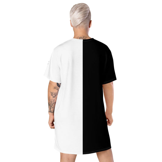 Half Black Half White - Womens T-Shirt Dress - iSAW Company