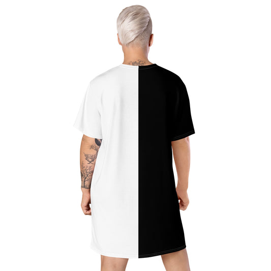 Half Black Half White - Womens T-Shirt Dress - iSAW Company