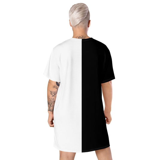 Half Black Half White - Womens T-Shirt Dress - iSAW Company