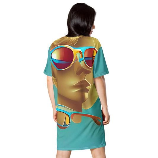 Retro Cool Blue - Womens T-Shirt Dress - iSAW Company