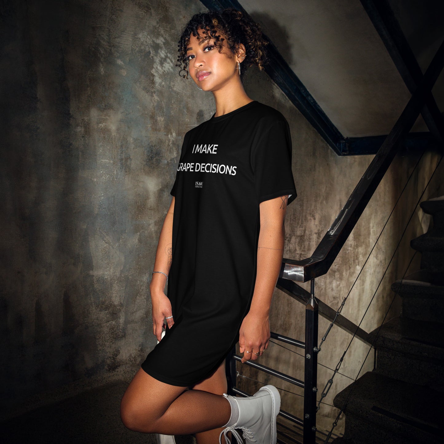 I Make Grape Decisions - Womens Black T-Shirt Dress - iSAW Company