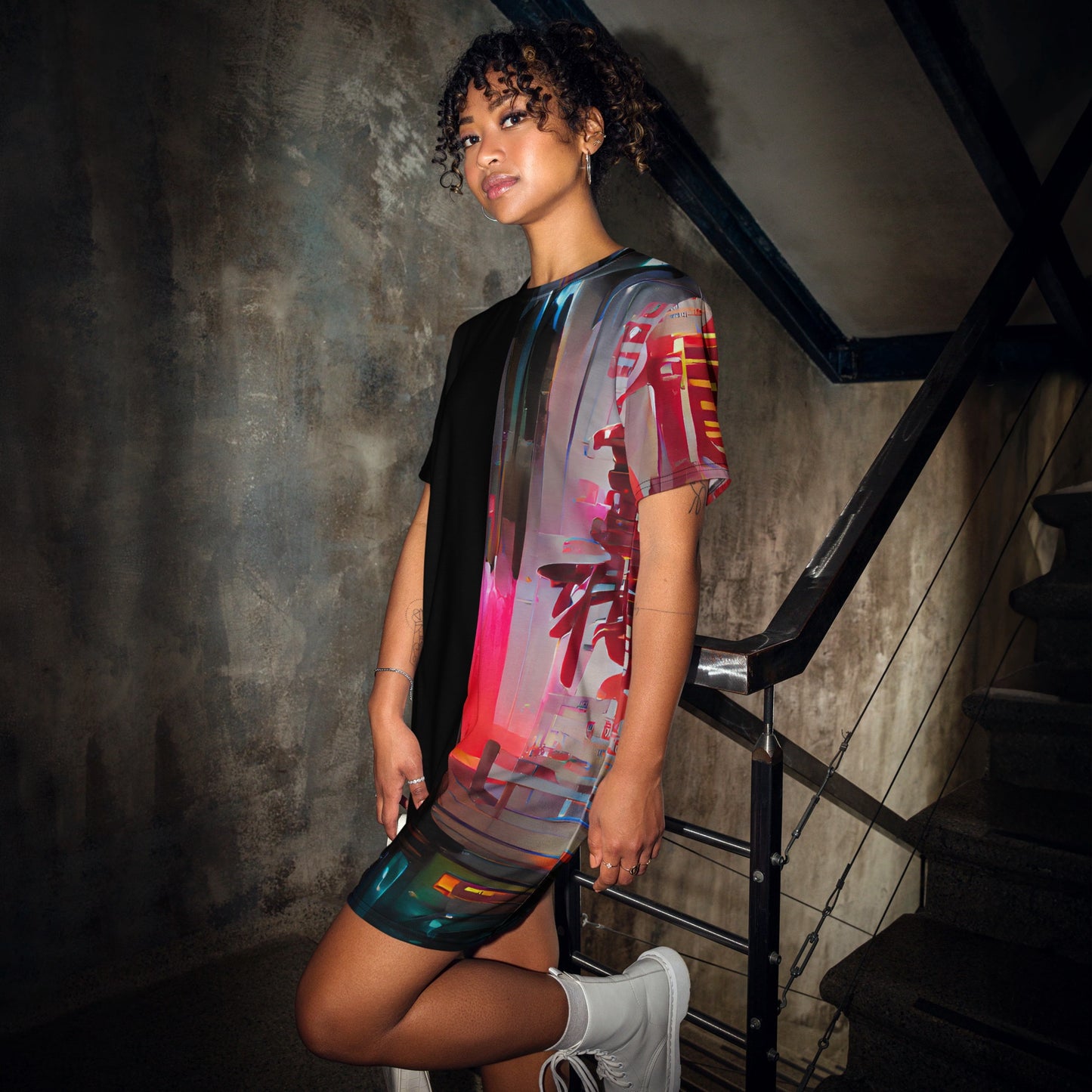 Half Black Half Báijiǔ - Womens T-Shirt Dress - iSAW Company