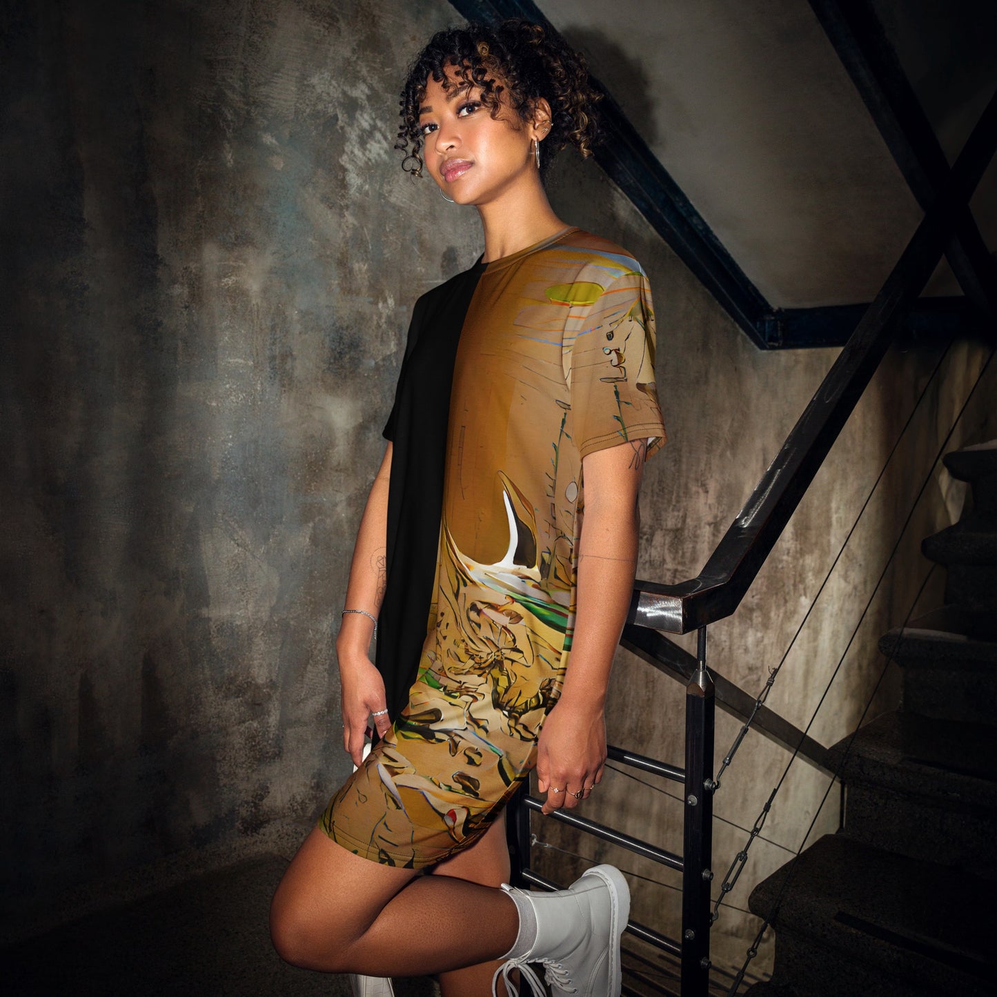 Half Black Half Gāolàng - Womens T-Shirt Dress - iSAW Company