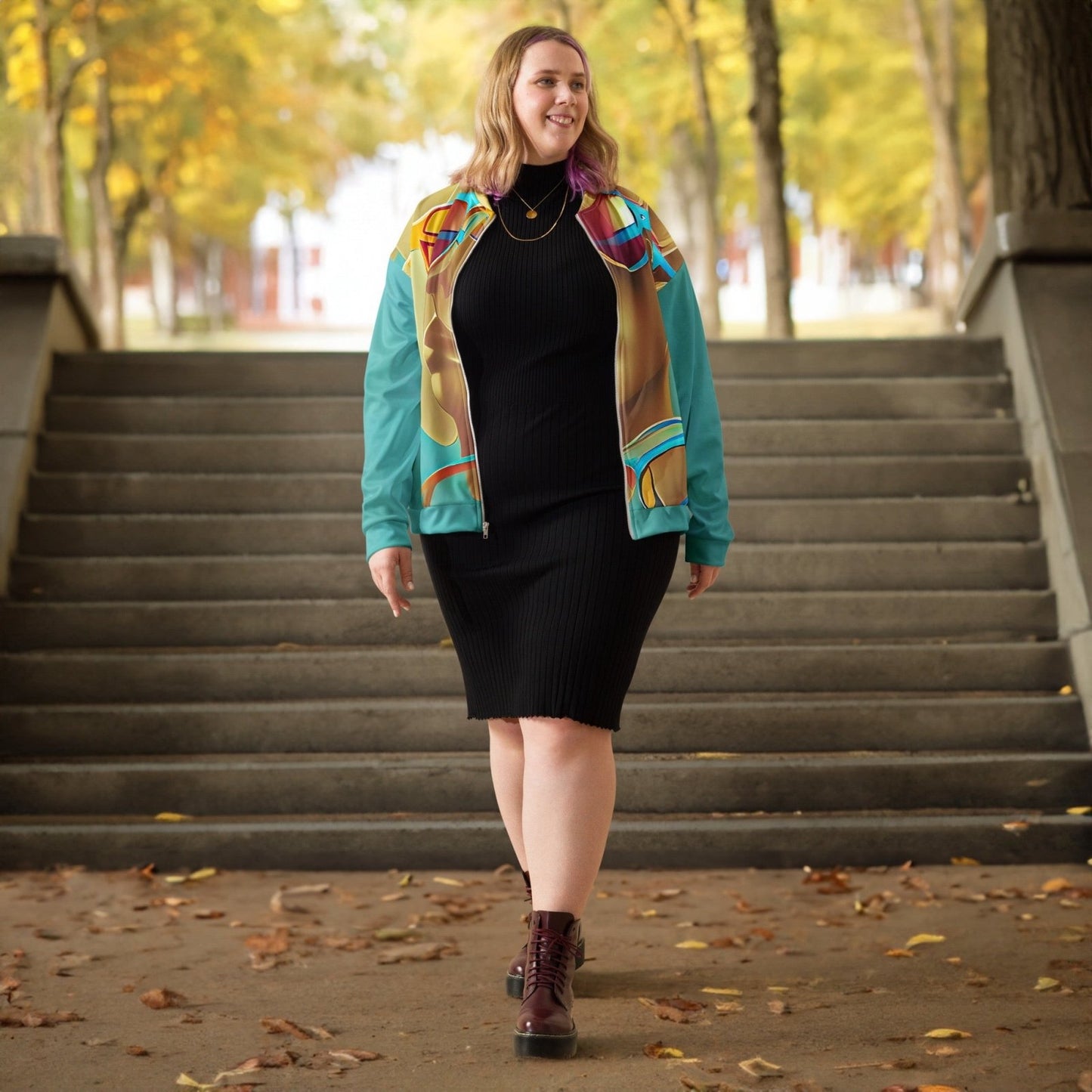 Retro Cool Blue - Womens Bomber Jacket - iSAW Company