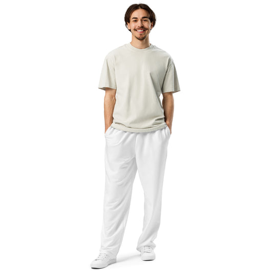 iSAW Unisex White Wide - Leg Joggers - iSAW Company