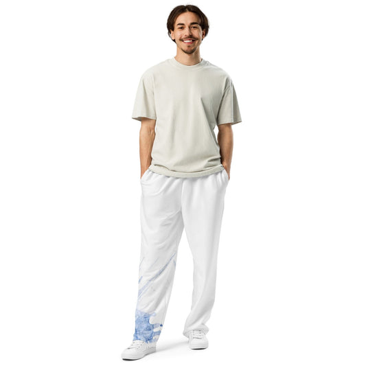 Watercolour Blue Splash - Unisex Wide - Leg Joggers - iSAW Company