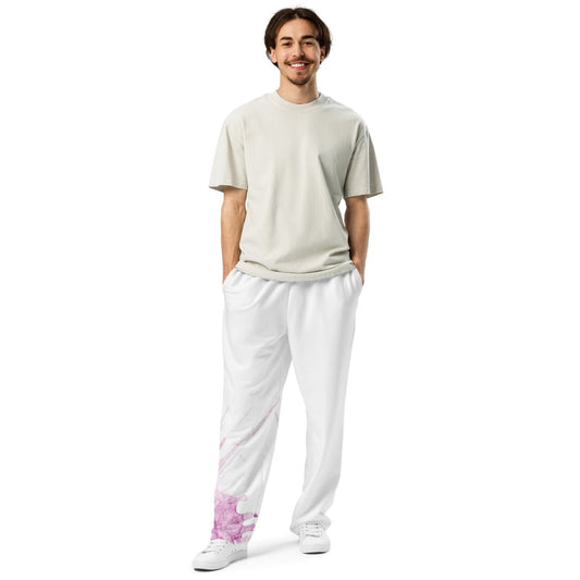 Watercolour Pink Splash - Unisex Wide - Leg Joggers - iSAW Company