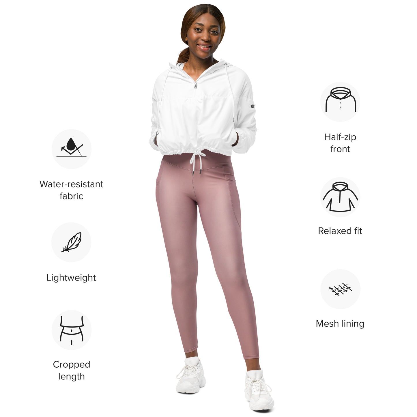 iSAW Womens White Cropped Windbreaker - iSAW Company