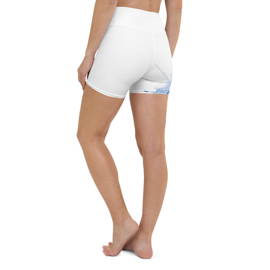 Watercolour Blue Splash - Womens Yoga Shorts - iSAW Company
