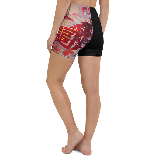 Half Black Half Báijiǔ - Womens Yoga Shorts - iSAW Company