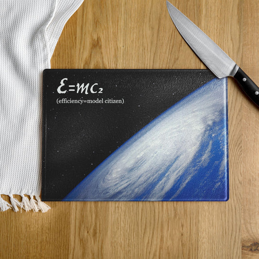 E=MC2 - Glass Cutting Board - iSAW Company - iSAW Company