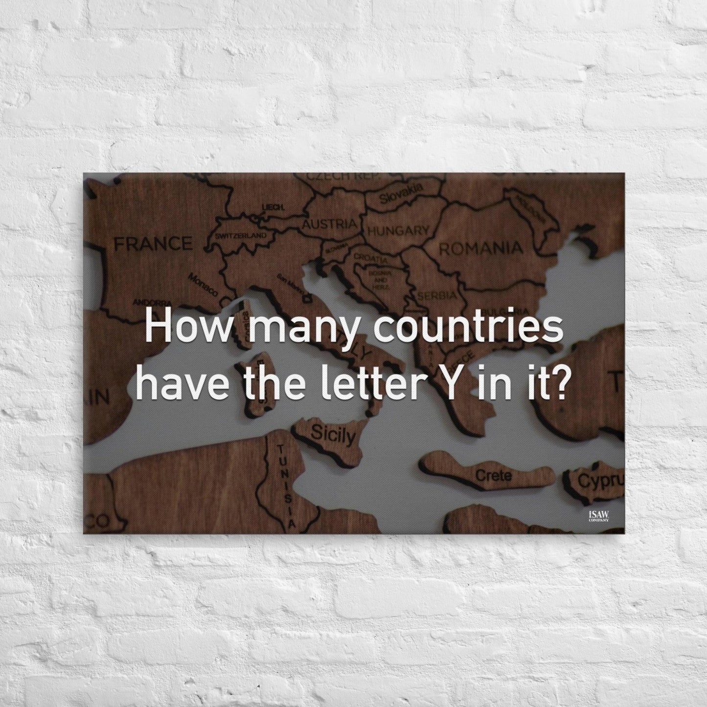 How Many Countries Have The Letter Y In It - Canvas Print - iSAW Company