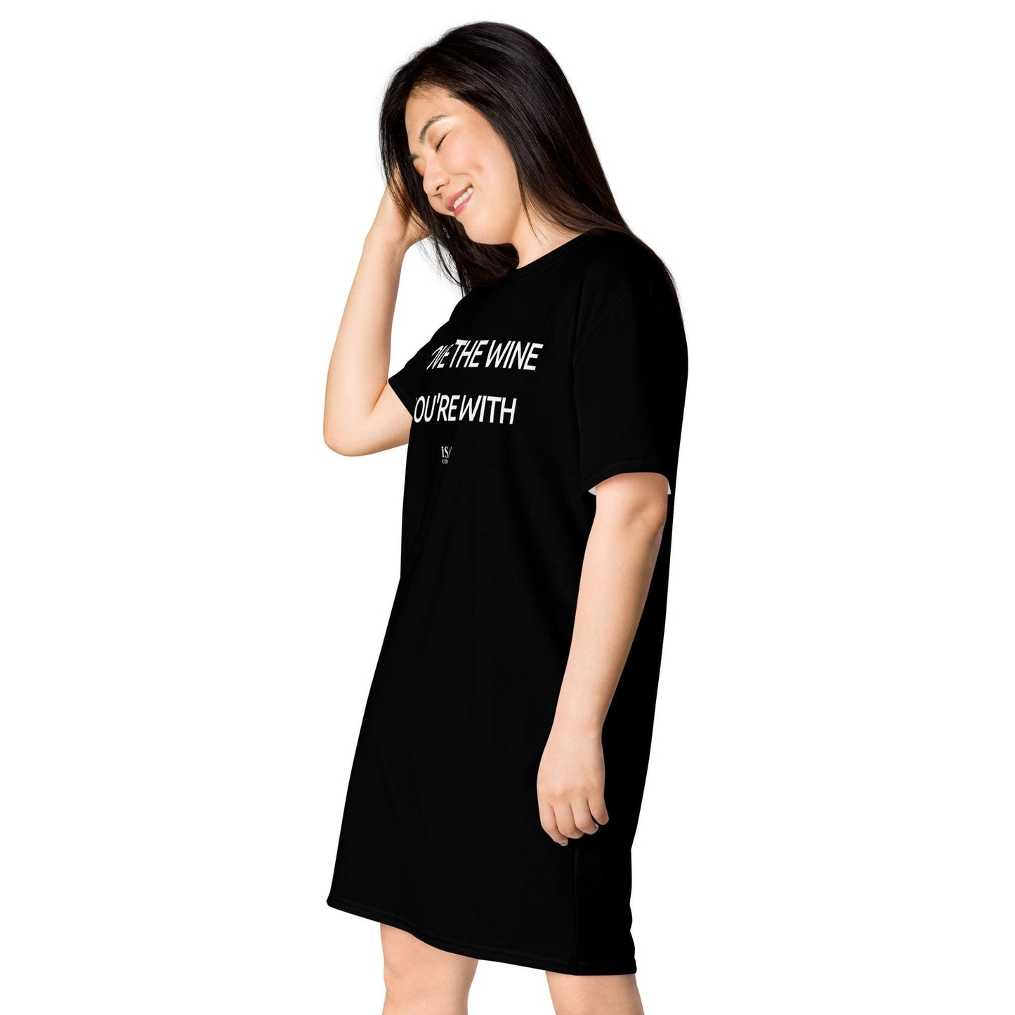 Love The Wine You’re With - Womens Black T-Shirt Dress - iSAW Company