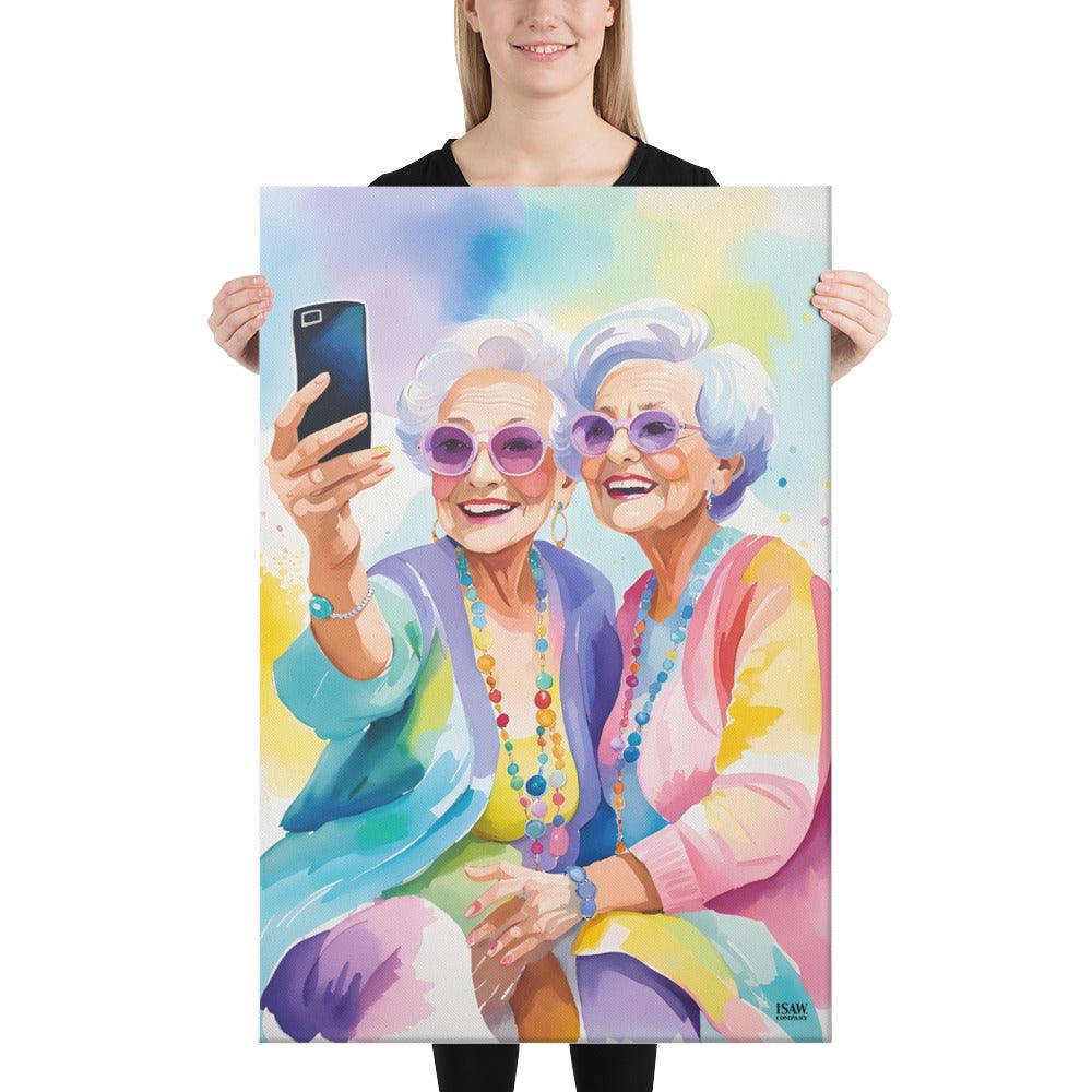 Selfies And The Senior Citizens V2 - Canvas Print - iSAW Company