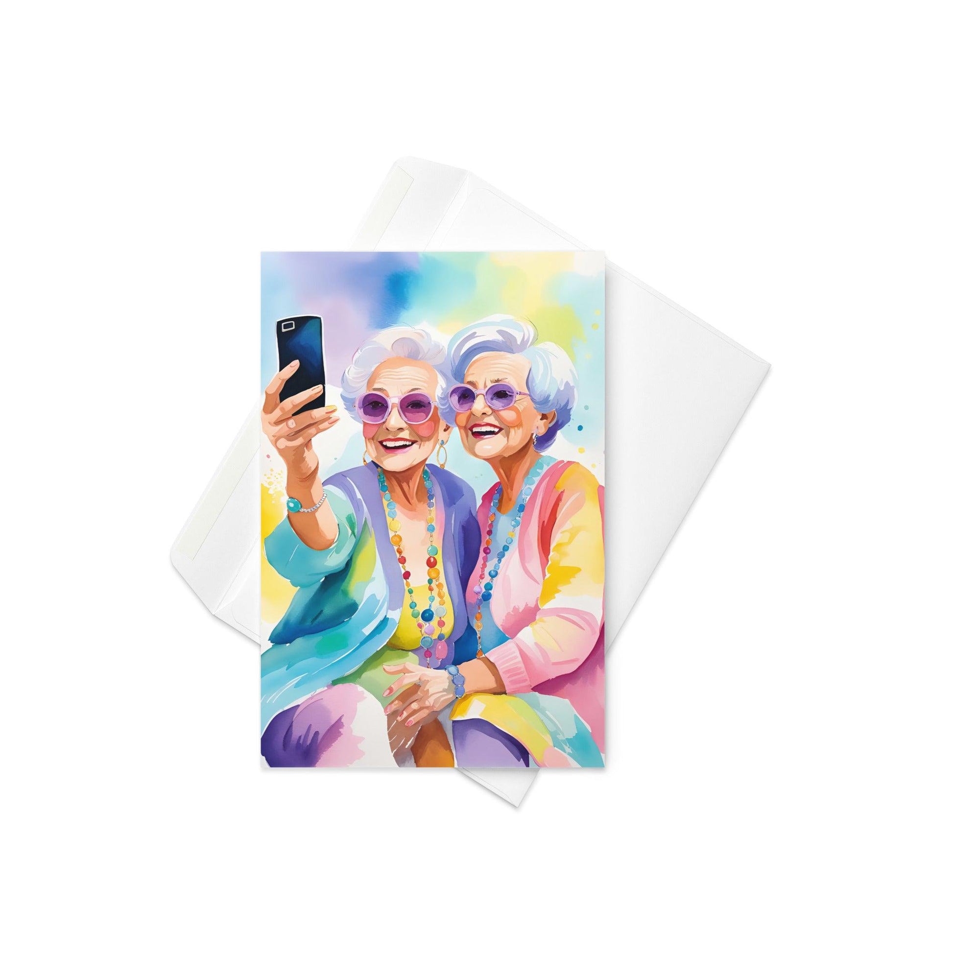 Selfies And The Senior Citizens V2 - Note Card - iSAW Company