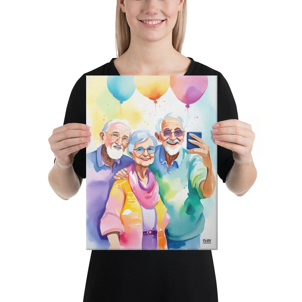 Selfies And The Senior Citizens V3 - Canvas Print - iSAW Company