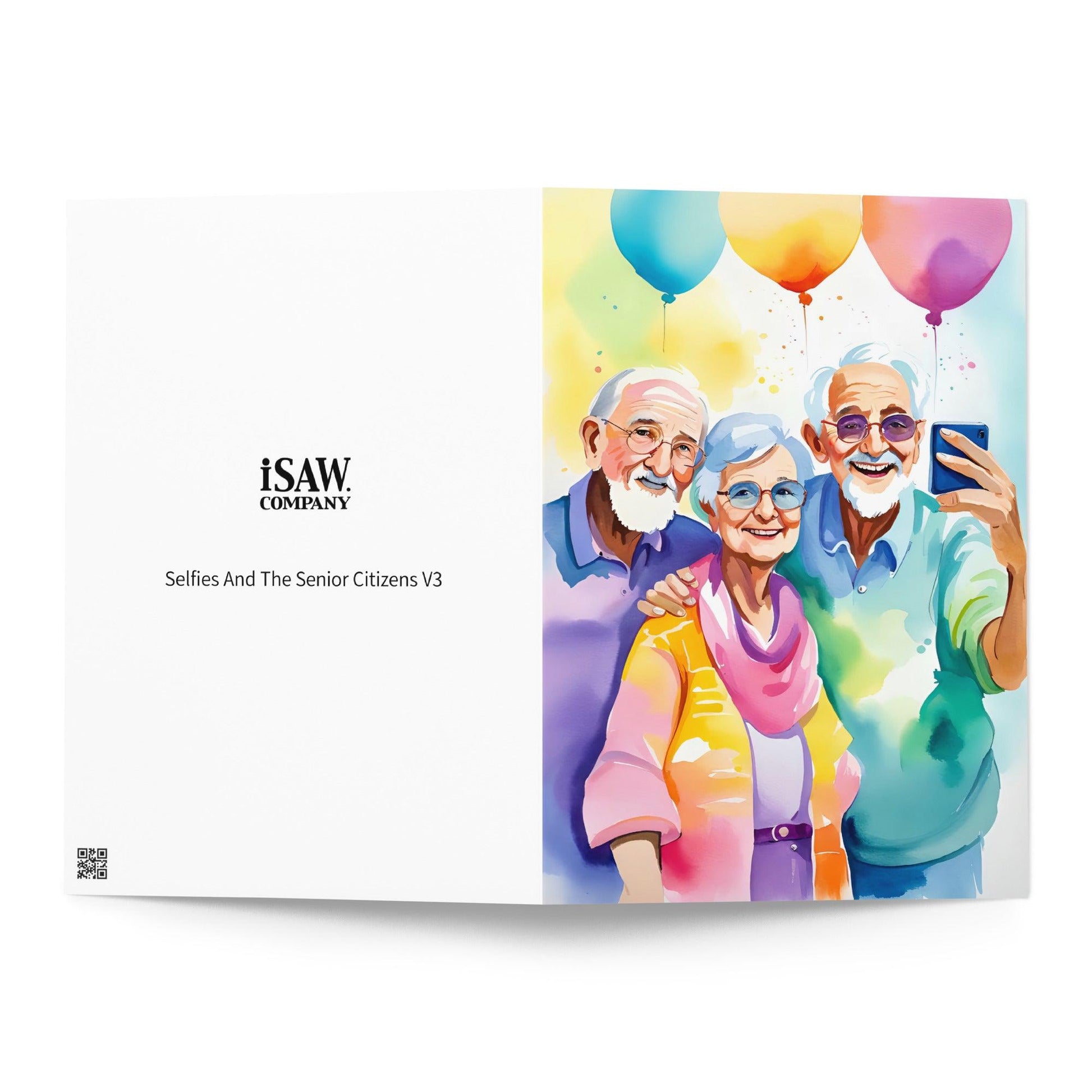Selfies And The Senior Citizens V3 - Note Card - iSAW Company