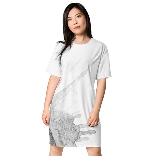 Watercolour Grey Splash - Womens T-Shirt Dress - iSAW Company