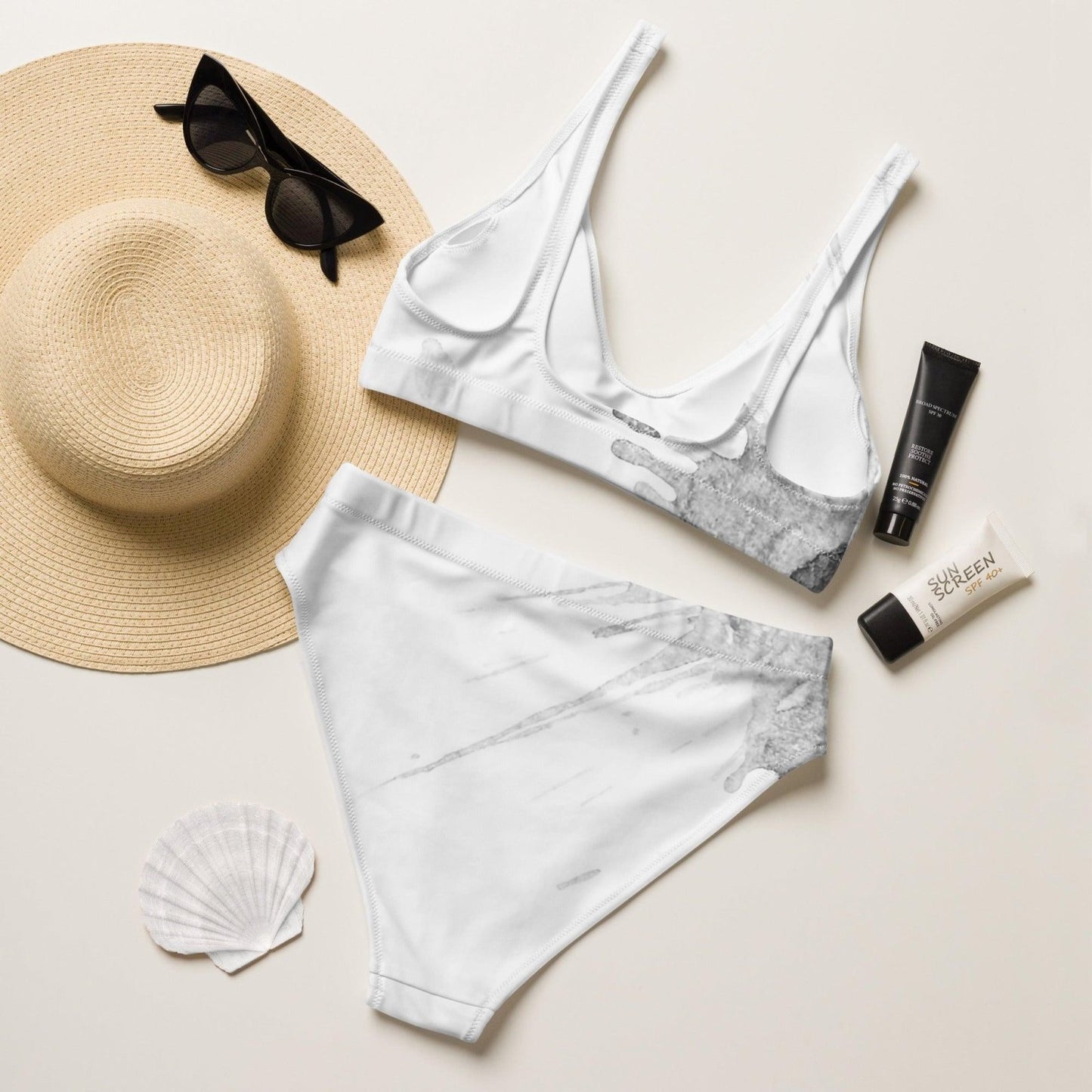 Watercolour Grey Splash - Womens Two-Piece Bikini - iSAW Company