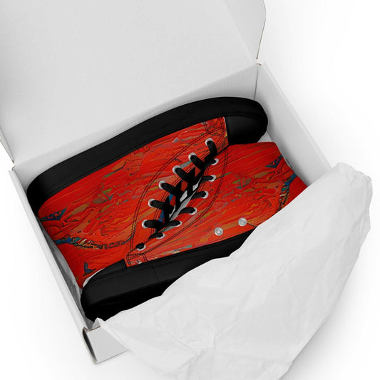 Half Black Half Hónghǎi - Womens High-Top Canvas Shoes - iSAW Company