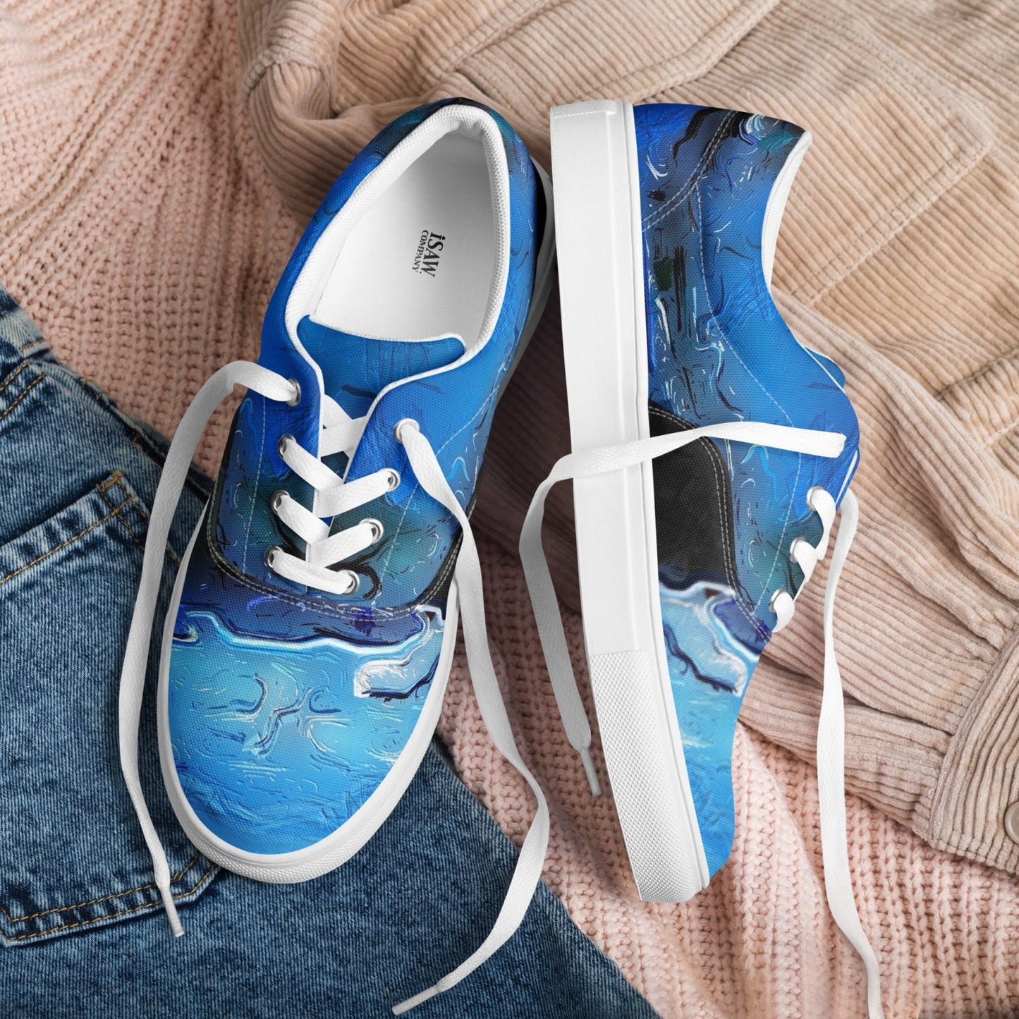 A Drop In The Ocean - Womens Lace-Up Canvas Shoes - iSAW Company