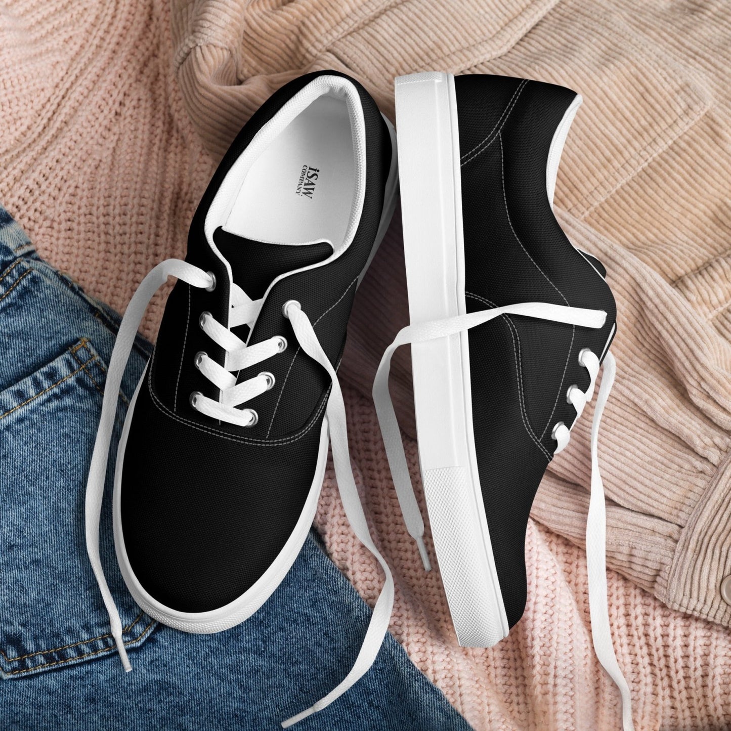 iSAW Womens Black Lace - Up Canvas Shoes - iSAW Company