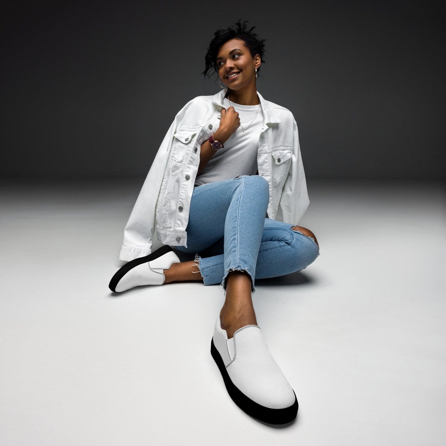 iSAW Womens White Slip-On Canvas Shoes - iSAW Company