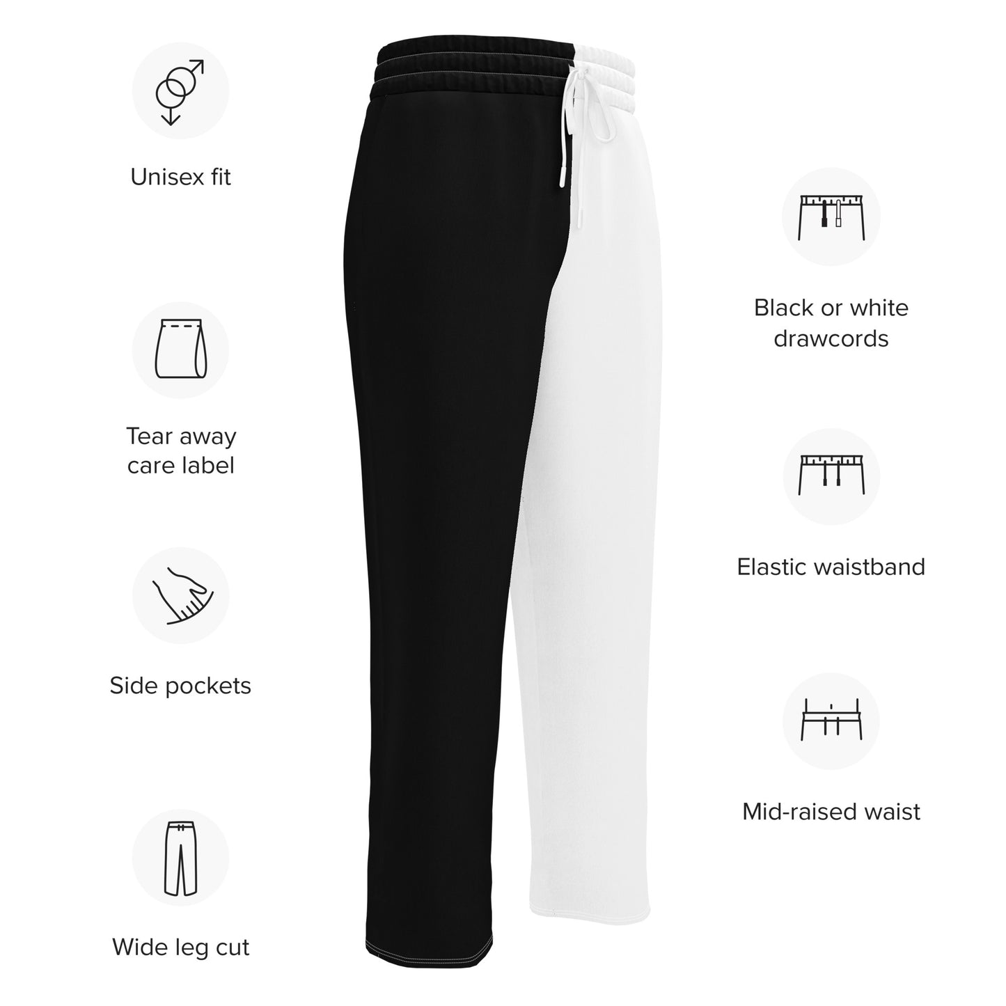 Half Black Half White - Unisex Wide-Leg Joggers