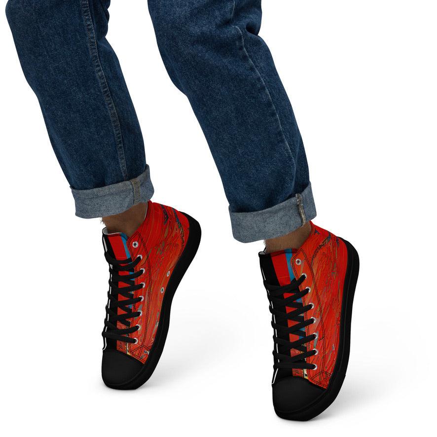 Half Black Half Hónghǎi - Mens High-Top Canvas Shoes - iSAW Company