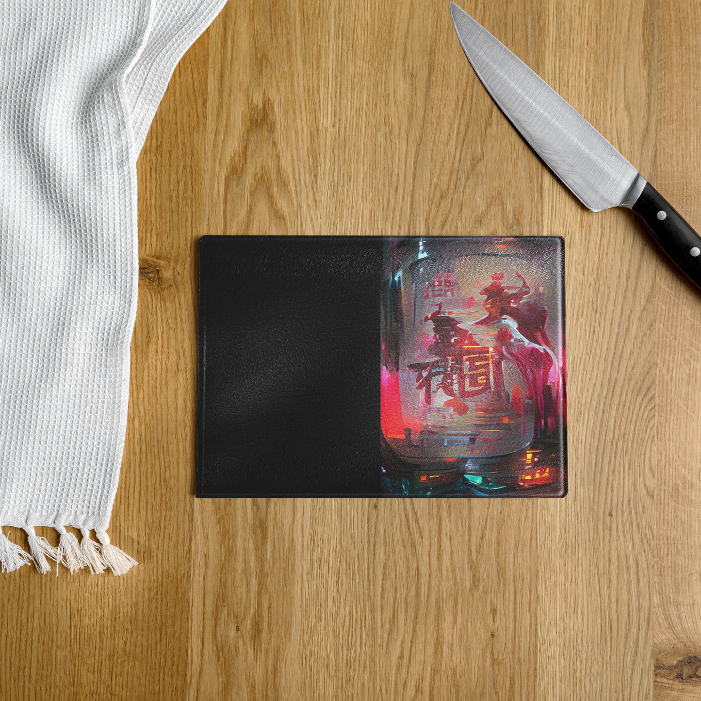 Half Black Half Báijiǔ - Glass Cutting Board - iSAW Company