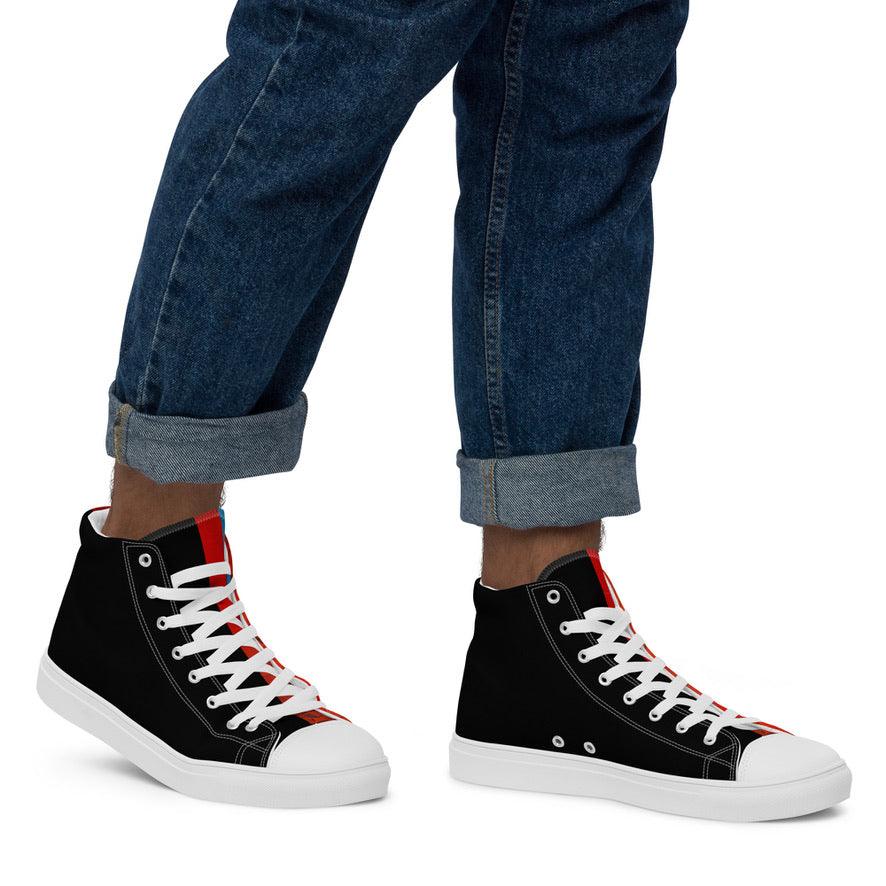 Half Black Half Hónghǎi - Mens High-Top Canvas Shoes - iSAW Company