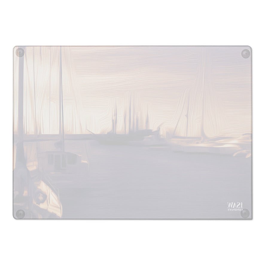 The Sleeping Yachts (at Sunset) - Glass Cutting Board - iSAW Company