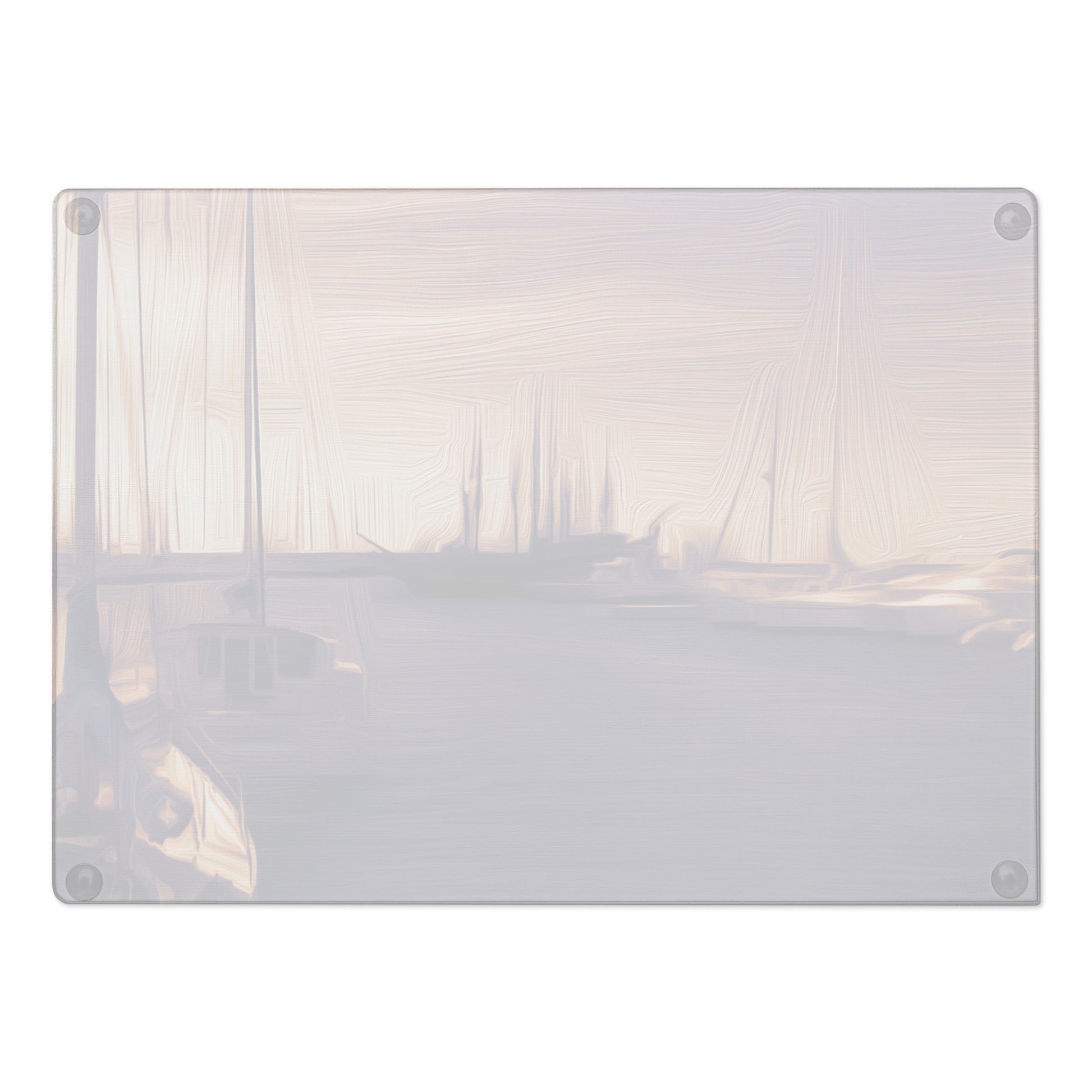 The Sleeping Yachts (at Sunset) - Glass Cutting Board - iSAW Company