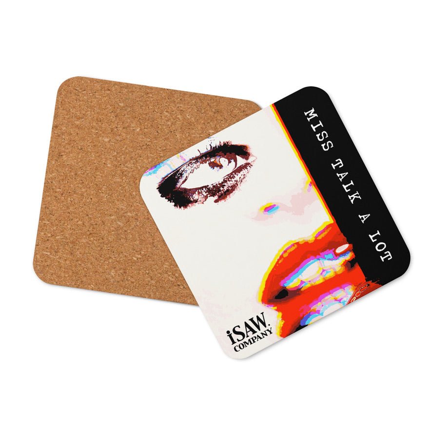 Miss Talk A Lot - Cork Back Coaster - iSAW Company