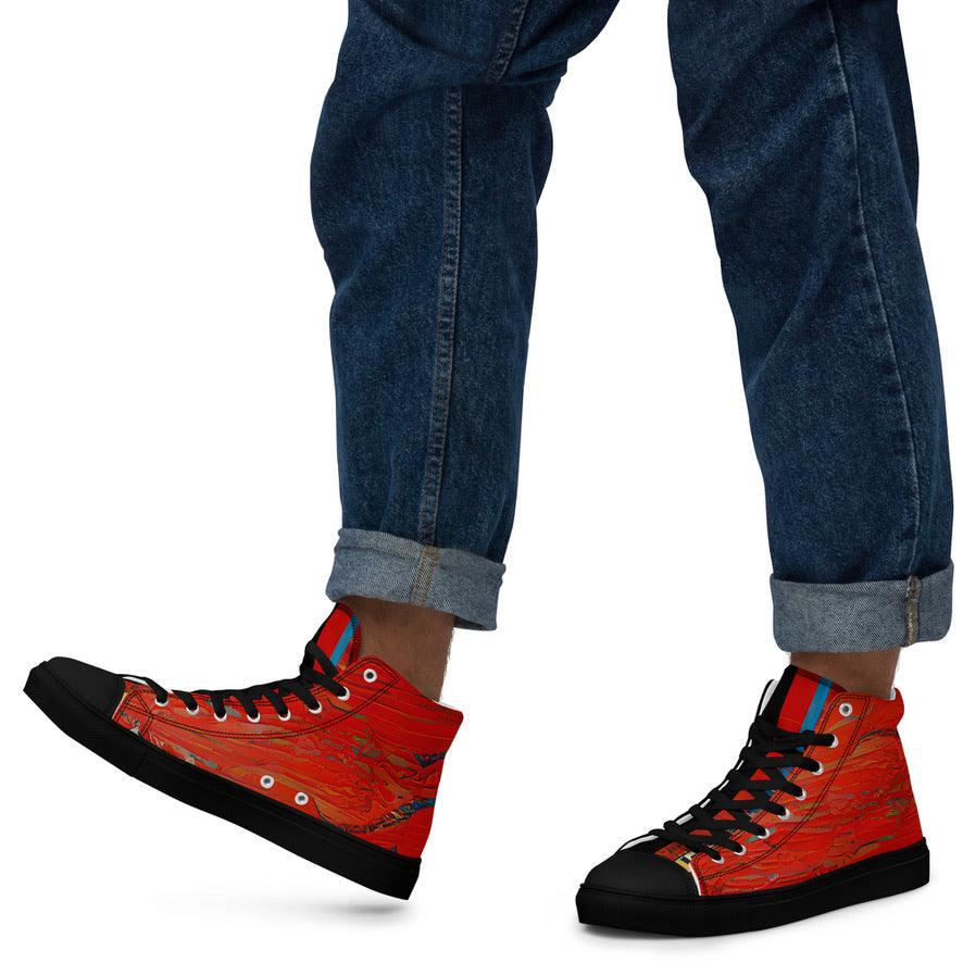 Half Black Half Hónghǎi - Mens High-Top Canvas Shoes - iSAW Company