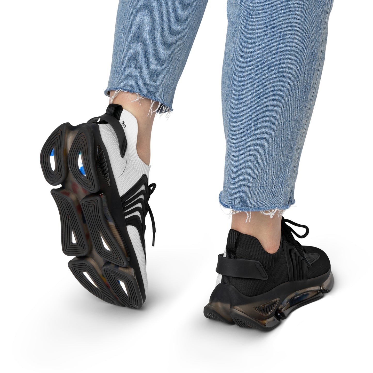 Half Black Half White - Womens Mesh Street Sneakers - iSAW Company