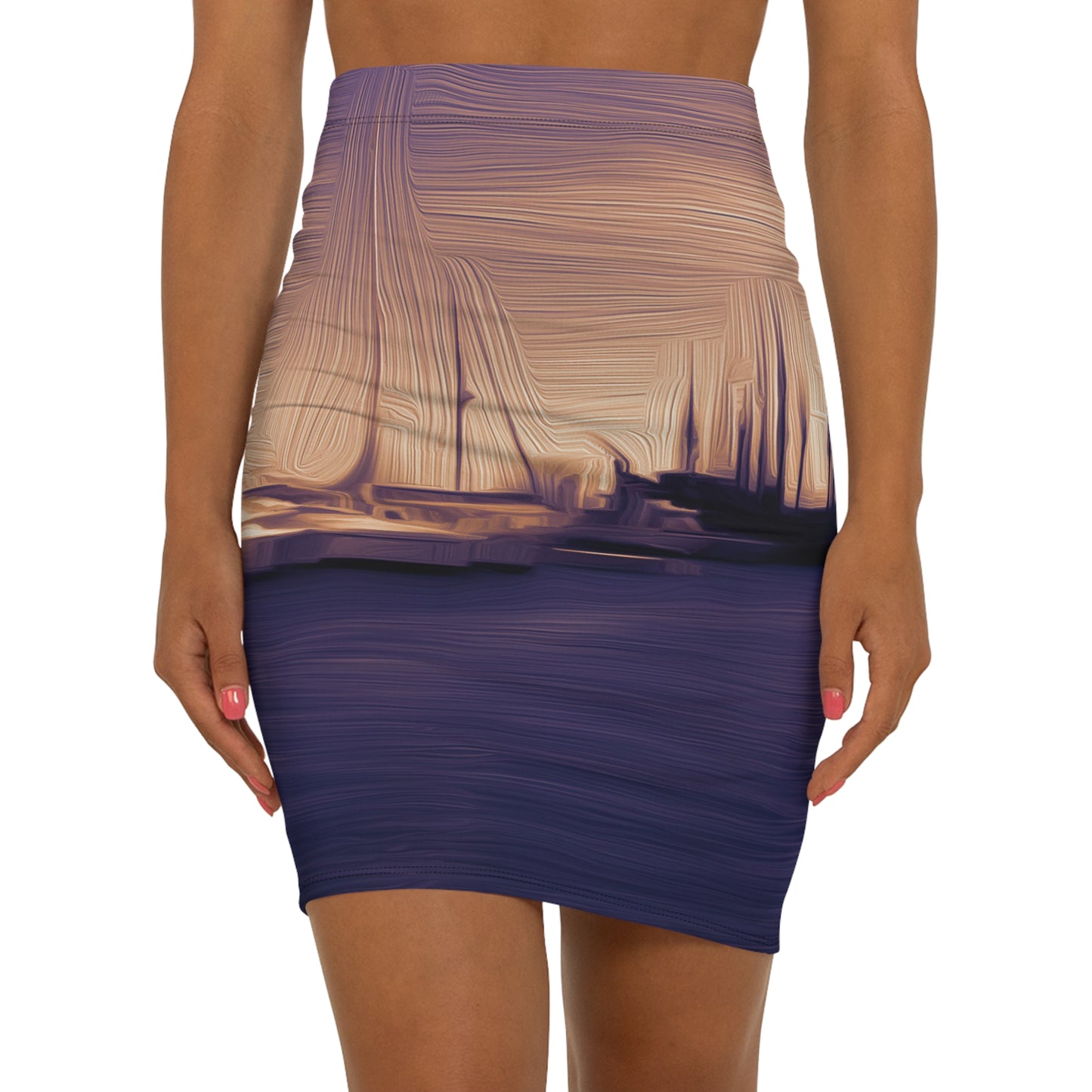 The Sleeping Yachts (at Sunset) - Womens Pencil Skirt - iSAW Company